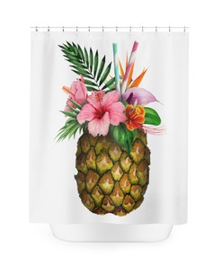 Pineapple Shower Curtain - Tropical Bathroom Decor 