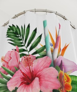 Pineapple Shower Curtain - Tropical Bathroom Decor