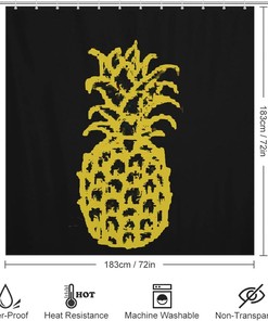 Pineapple Shower Curtain - Waterproof with Metal Grommet Holes