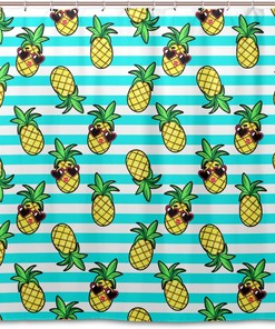 Pineapple Sunglasses Summer Shower Curtain for Fun-in-the-Sun Bathroom Decor