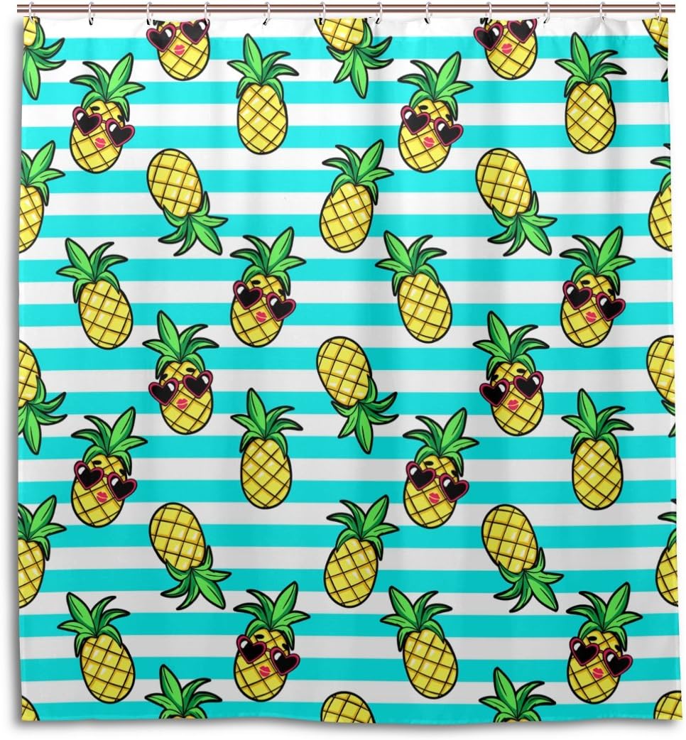 Pineapple Sunglasses Summer Shower Curtain for Fun-in-the-Sun Bathroom Decor
