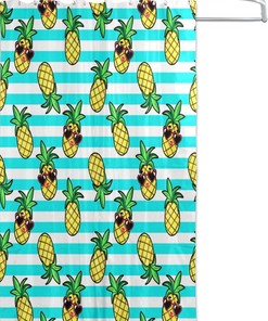 Pineapple Sunglasses Summer Shower Curtain for Fun-in-the-Sun Bathroom Decor