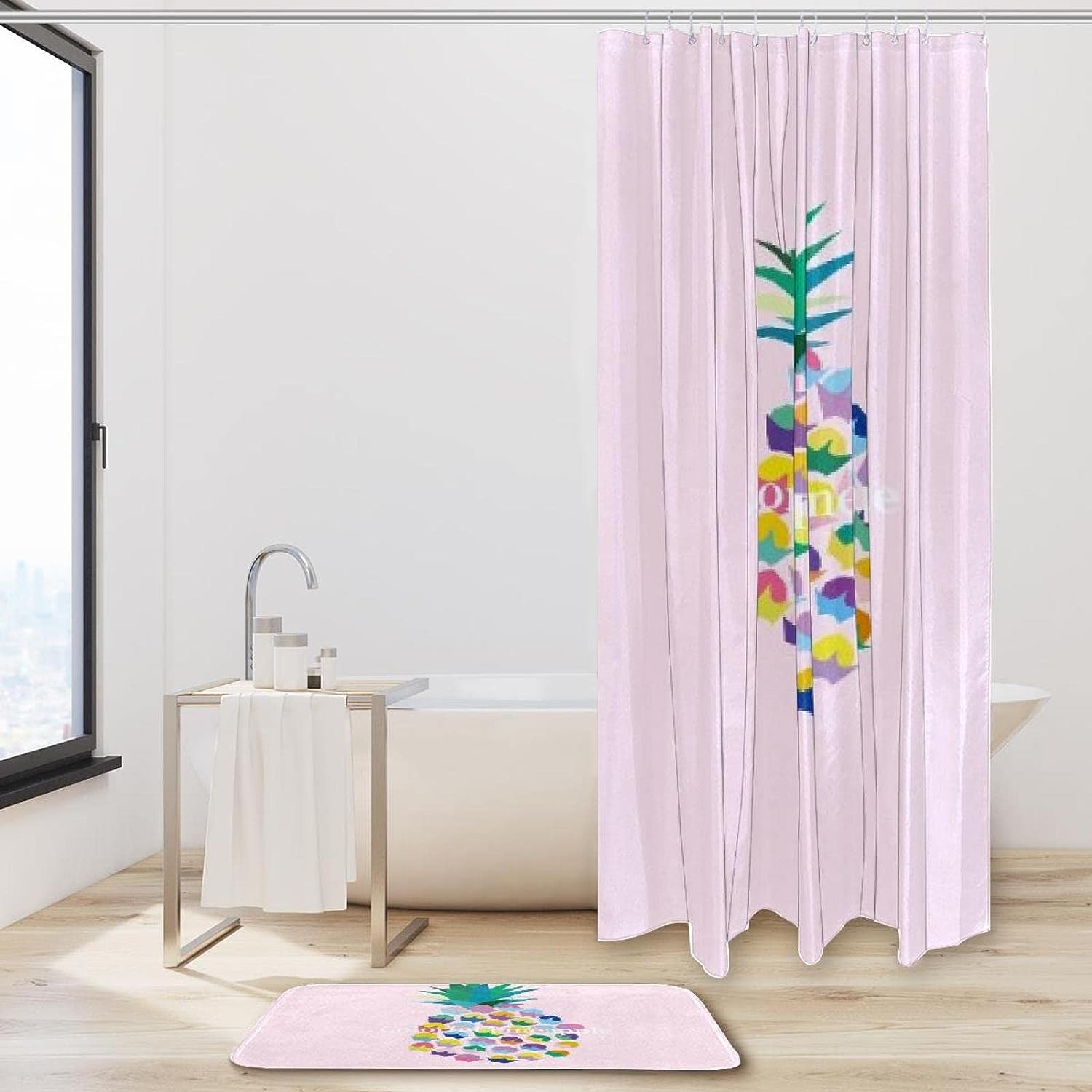 Pineapple Waterproof Shower Curtain for Tropical Bathroom Decor