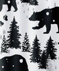 Pinecone and Bear Shower Curtain for Bathroom Decor - Cute and Rustic Design