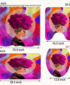Pink Black Girl African American Shower Curtain - Bathrooms and Accessories Included for Bathroom Decor