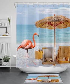 Pink Flamingo Shower Curtain for Your Beachy Bathroom Decor