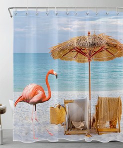Pink Flamingo Shower Curtain for Your Beachy Bathroom Decor