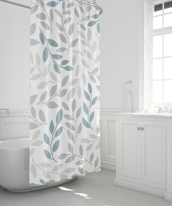 Pink Floral Minimalist Shower Curtain, Bohemia Art, Bathroom Decor