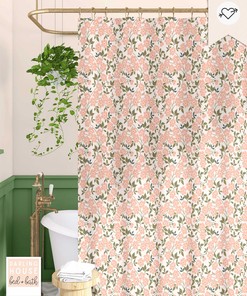 Pink Floral Shower Curtain, Vintage Liberty Ditsy, Sage Green Botanical for Bathroom Decor