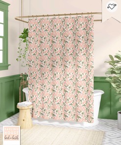 Pink Floral Shower Curtain, Vintage Liberty Ditsy, Sage Green Botanical for Bathroom Decor