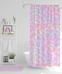 Pink Leopard Print Animal Print Shower Curtain for Girls Bathroom Decor