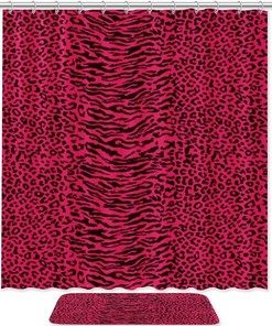 Pink Leopard Shower Curtain for Bathroom Decoration in Waterproof Fabric
