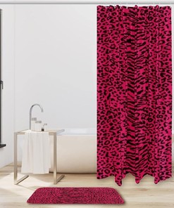 Pink Leopard Shower Curtain for Bathroom Decoration in Waterproof Fabric