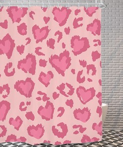 Pink Leopard Watercolor Shower Curtain for a Modern Bathroom Decor