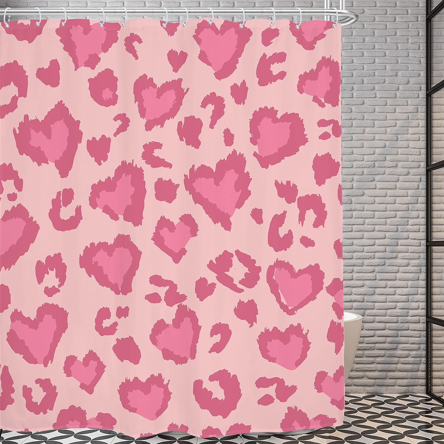 Pink Leopard Watercolor Shower Curtain for a Modern Bathroom Decor