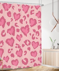 Pink Leopard Watercolor Shower Curtain for a Modern Bathroom Decor
