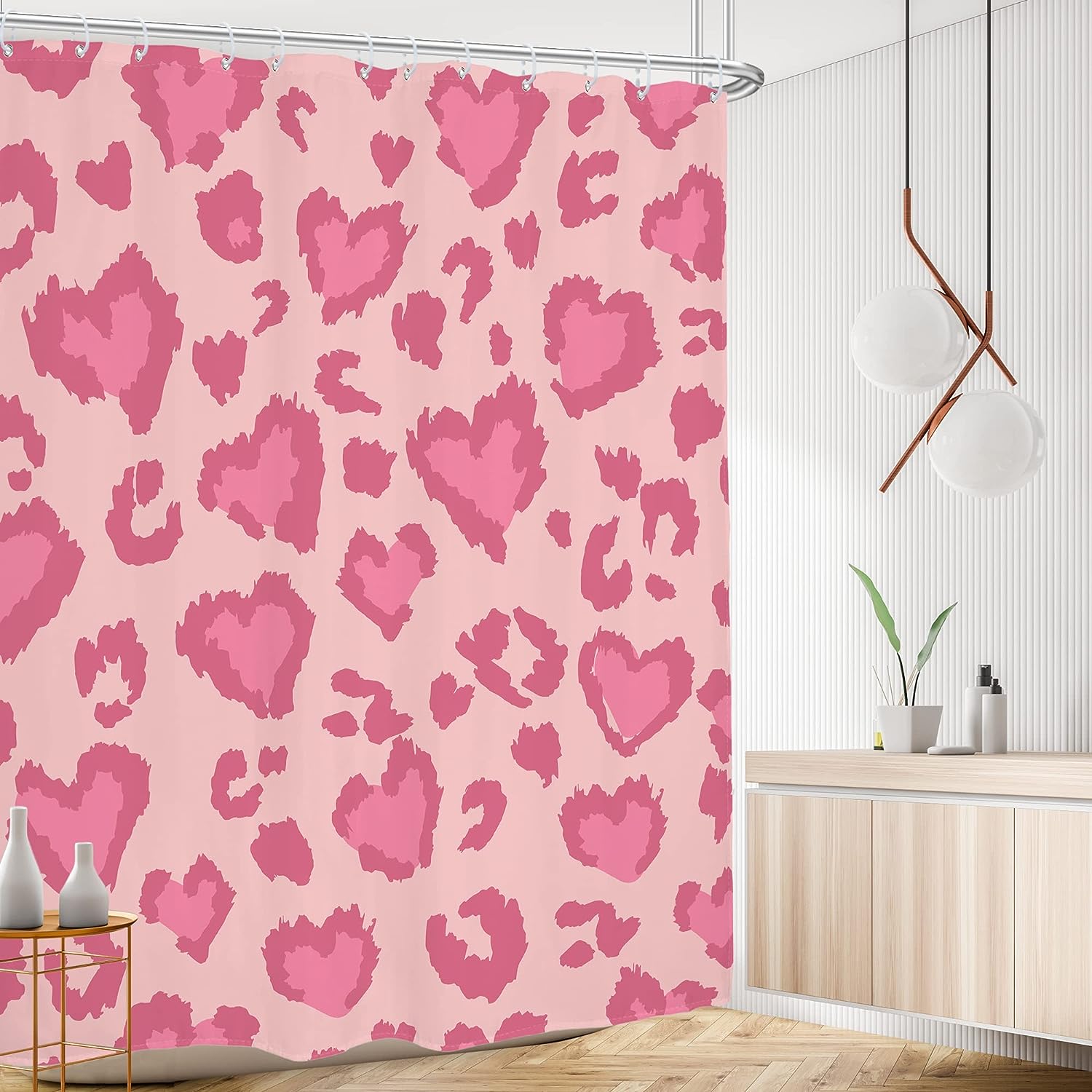 Pink Leopard Watercolor Shower Curtain for a Modern Bathroom Decor