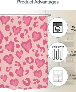 Pink Leopard Watercolor Shower Curtain for a Modern Bathroom Decor