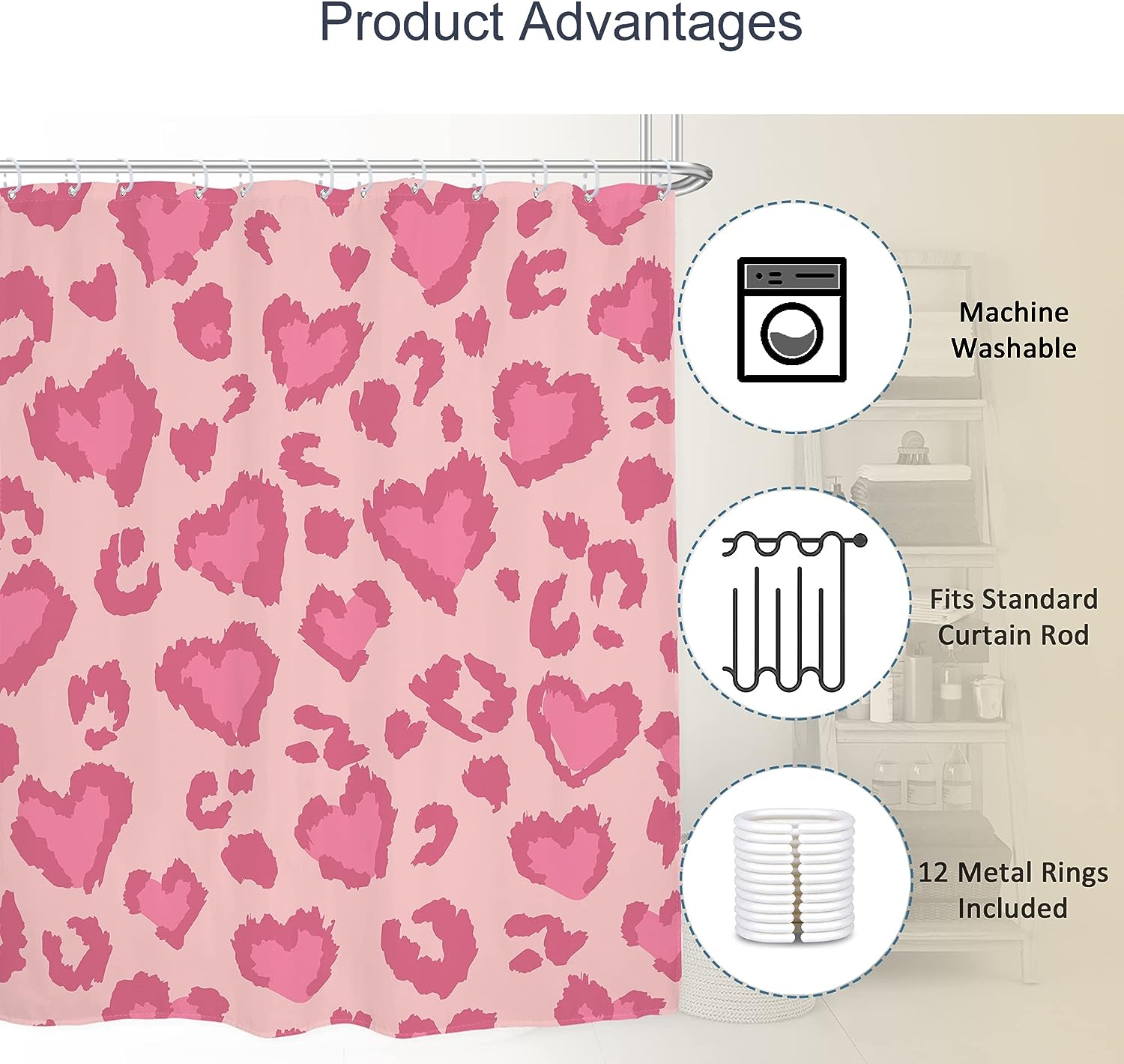 Pink Leopard Watercolor Shower Curtain for a Modern Bathroom Decor