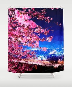 Pink Polygon Mosaic Pattern Lilac Abstract Shower Curtain - Bathroom Decor