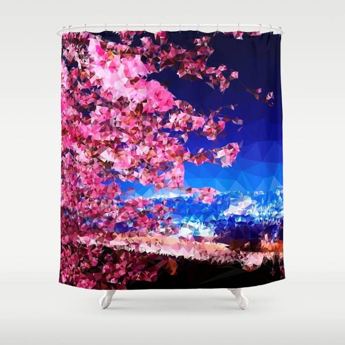 Pink Polygon Mosaic Pattern Lilac Abstract Shower Curtain - Bathroom Decor