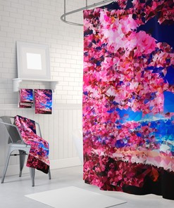 Pink Polygon Mosaic Pattern Lilac Abstract Shower Curtain - Bathroom Decor