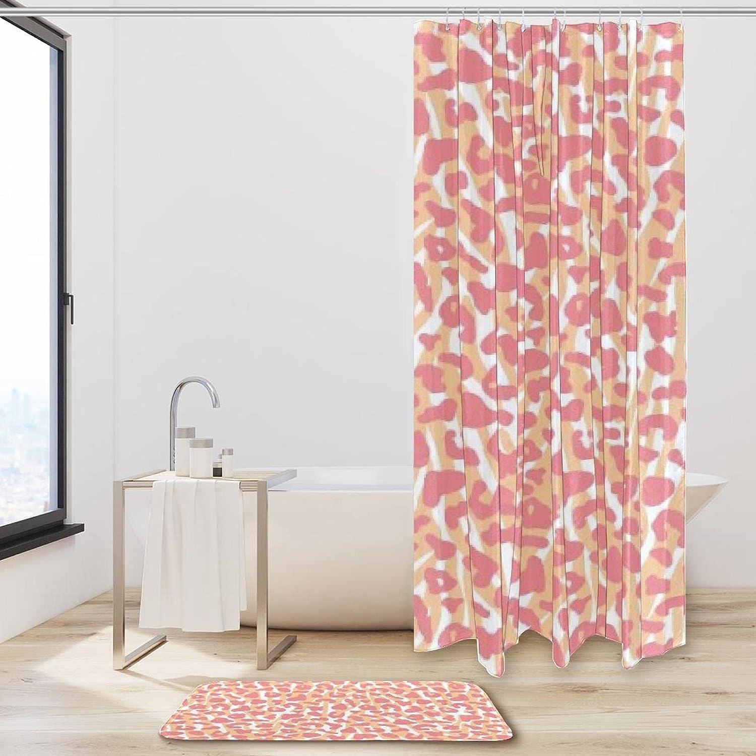 Pink Sharks Waterproof Shower Curtain for Bathroom Decoration