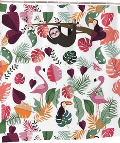 Pink Sloth Tropical Jungle Shower Curtain - Home Decor Bathroom Curtain