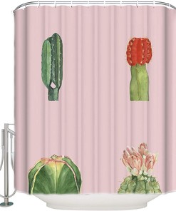 Pink Succulents Flowers Shower Curtain - Bathroom Decor