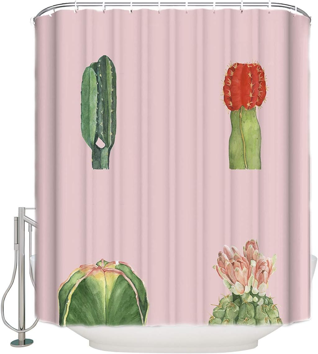 Pink Succulents Flowers Shower Curtain - Bathroom Decor