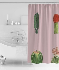 Pink Succulents Flowers Shower Curtain - Bathroom Decor