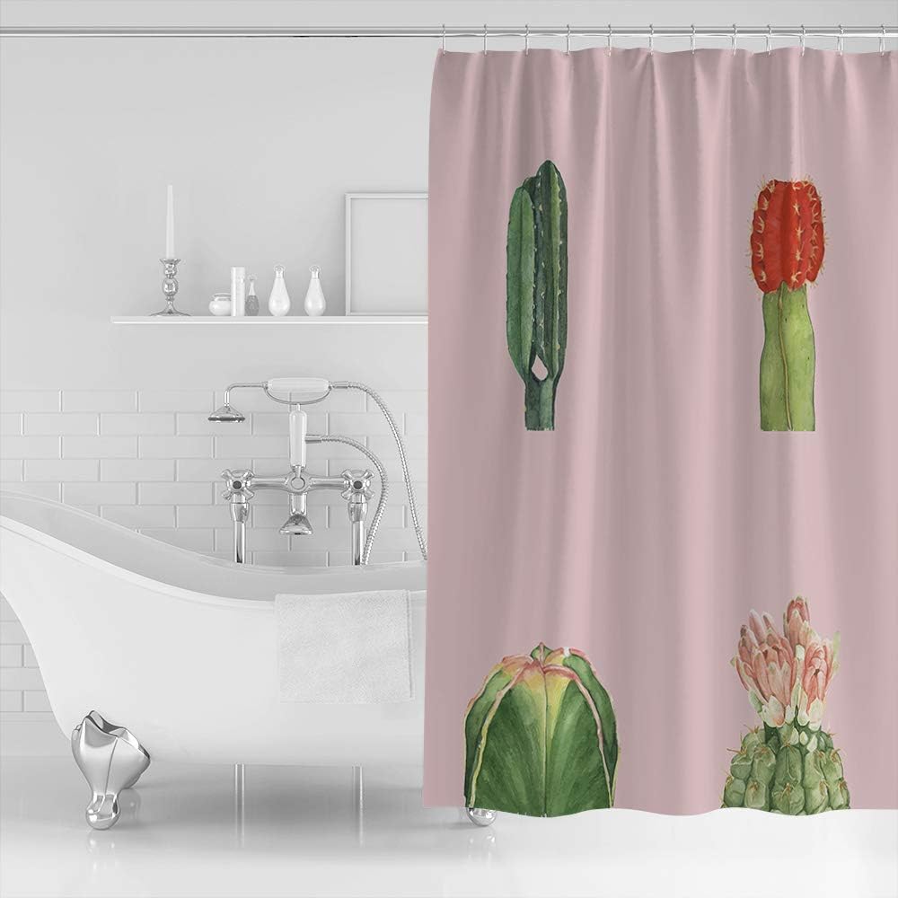 Pink Succulents Flowers Shower Curtain - Bathroom Decor