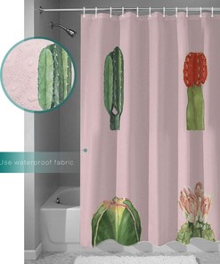 Pink Succulents Flowers Shower Curtain - Bathroom Decor