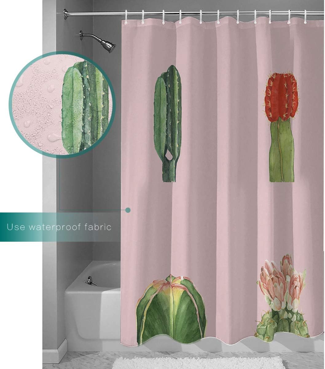 Pink Succulents Flowers Shower Curtain - Bathroom Decor