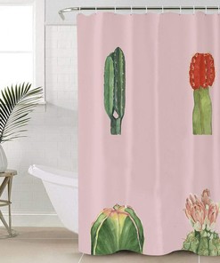 Pink Succulents Flowers Shower Curtain - Bathroom Decor