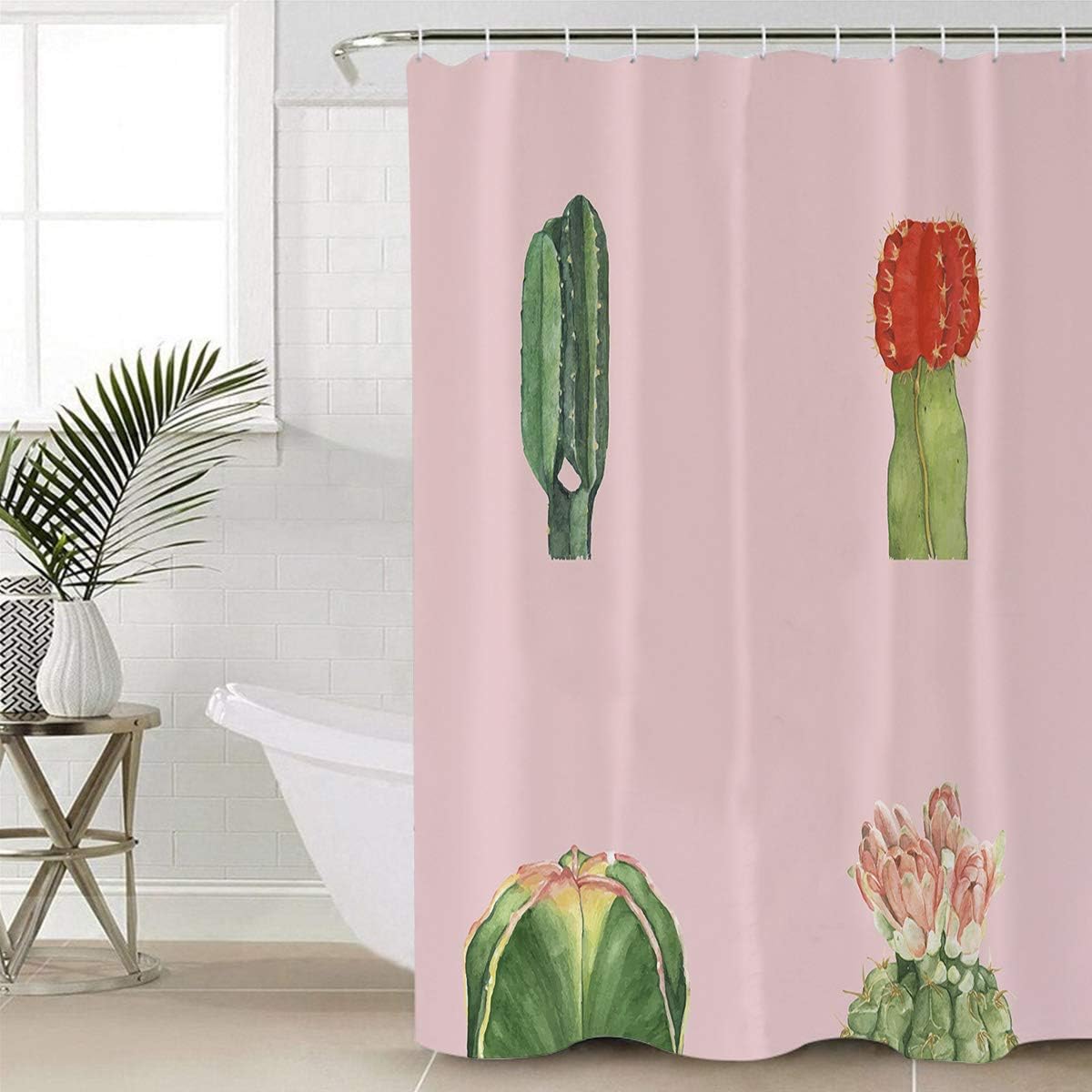 Pink Succulents Flowers Shower Curtain - Bathroom Decor