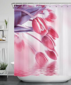 Pink Tulip Flower Shower Curtain - Beautiful and Botanical Bathroom Accessories