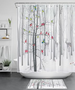 Pink and Orange Geometric Pattern Shower Curtain - Abstract Design with Water Resistant Material for Bathroom 