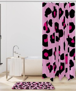 Pink and Orange Leopard Print Shower Curtain in Waterproof Fabric for Bathroom Decor