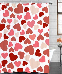 Pink and Red Sweet Heart Valentine's Day Shower Curtain