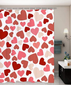 Pink and Red Sweet Heart Valentine's Day Shower Curtain