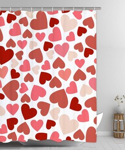Pink and Red Sweet Heart Valentine's Day Shower Curtain