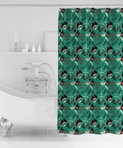 Pirate and Skull Sailing Viking Shower Curtain - Fabric Bath Curtain in Long Size