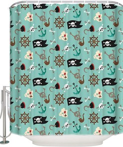 Pirate and Skull Shower Curtain - Dark and Mysterious Bathroom Decor with Waterproof Fabric 