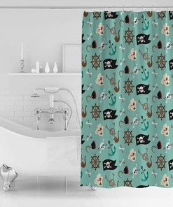Pirate and Skull Shower Curtain - Dark and Mysterious Bathroom Decor with Waterproof Fabric