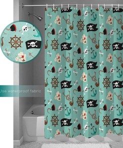 Pirate and Skull Shower Curtain - Dark and Mysterious Bathroom Decor with Waterproof Fabric 