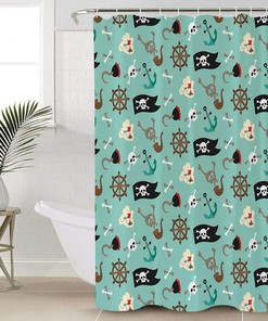Pirate and Skull Shower Curtain - Dark and Mysterious Bathroom Decor with Waterproof Fabric 