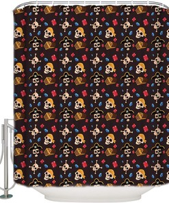Pirate and Skull Shower Curtain Sea Rover Sailing Viking Dark shower curtain for Bathroom Curtains Waterproof Fabric Bath Curtain