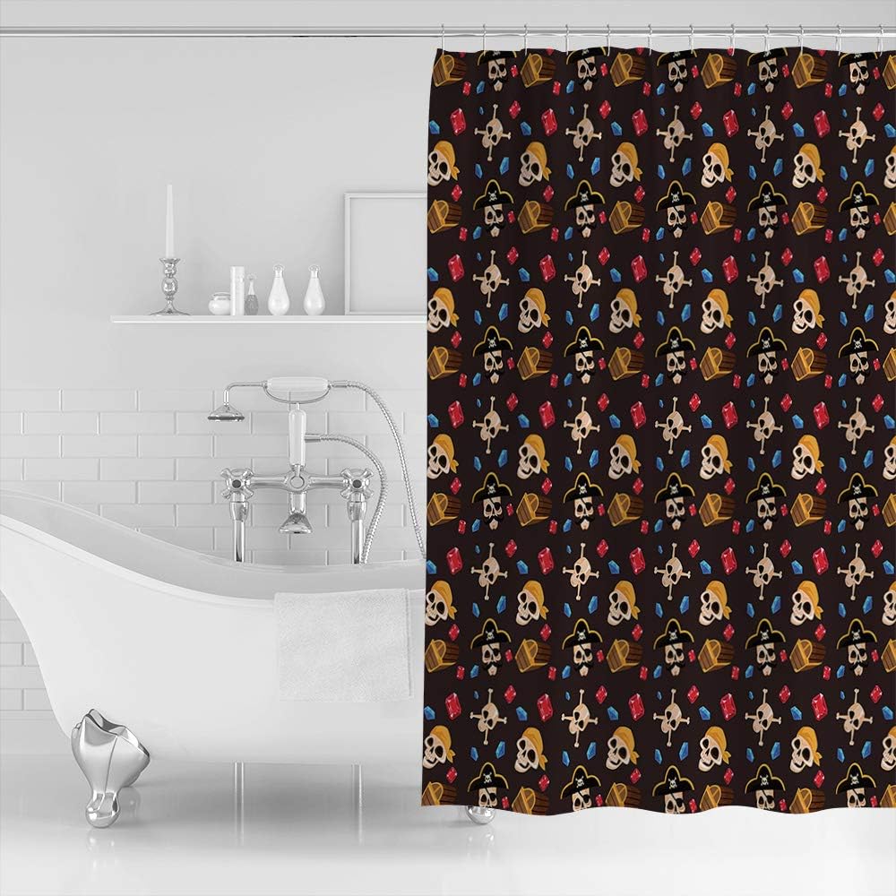 Pirate and Skull Shower Curtain Sea Rover Sailing Viking Dark shower curtain for Bathroom Curtains Waterproof Fabric Bath Curtain