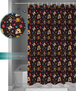 Pirate and Skull Shower Curtain Sea Rover Sailing Viking Dark shower curtain for Bathroom Curtains Waterproof Fabric Bath Curtain